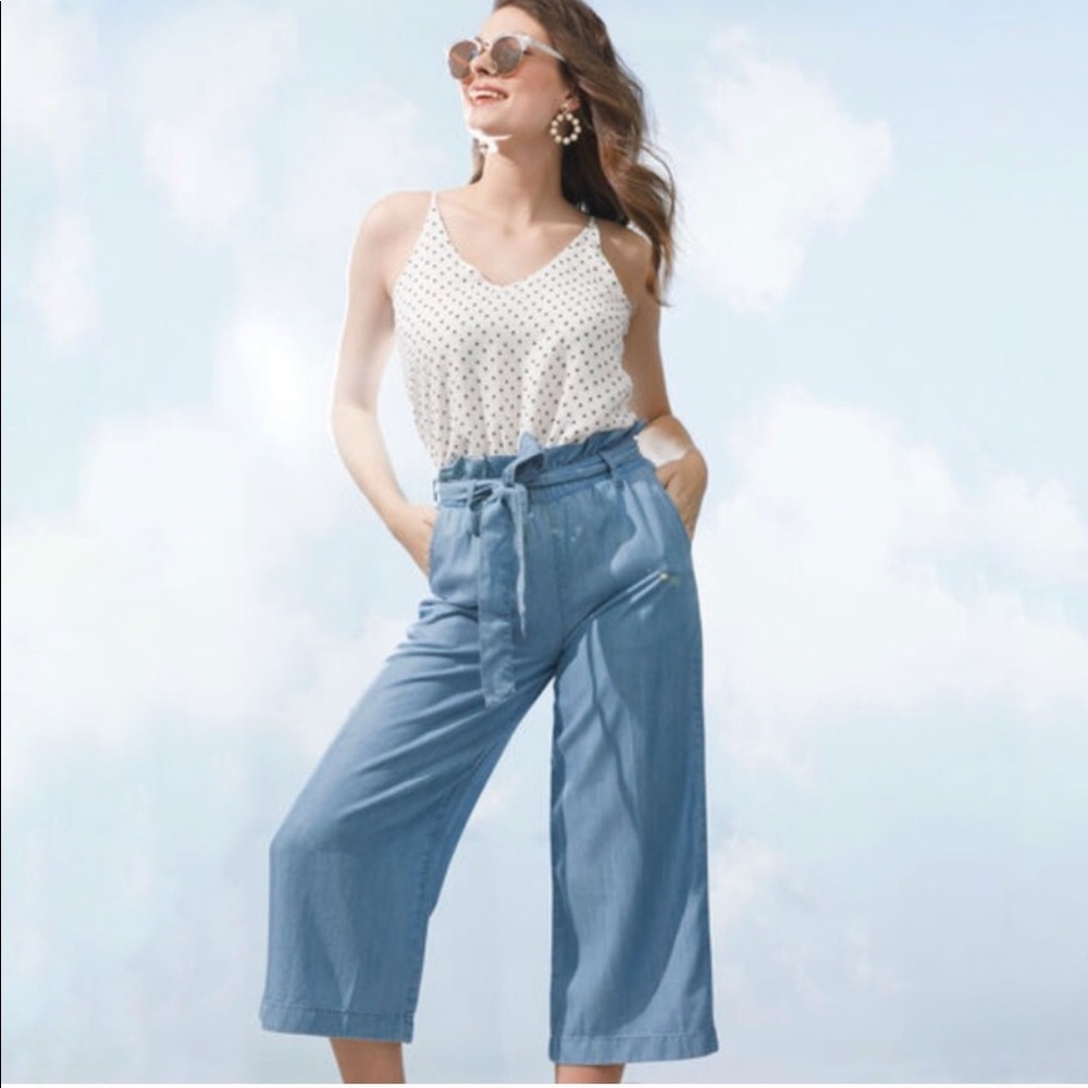 🆕Sz 10,12,14 Paperbag Cropped Wide Leg Pant